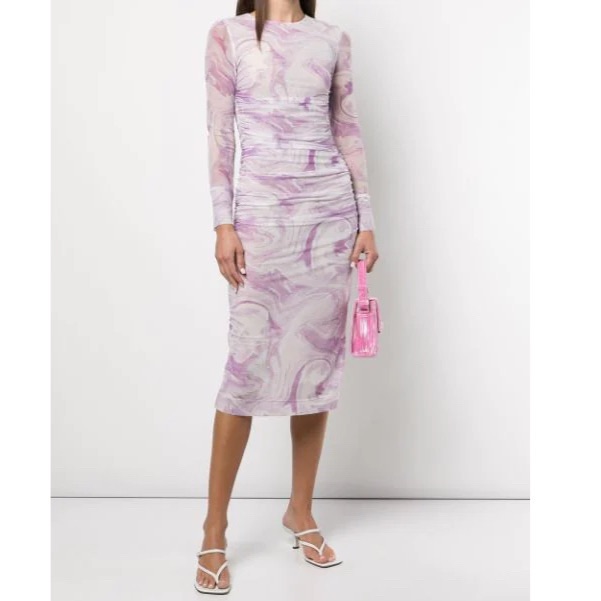 Ganni Ruched Midi Dress